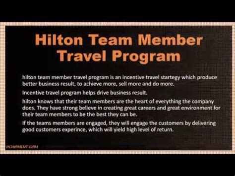 Go Hilton is a leisure travel discount program for eligible Hilton Team Members and their authorized family and friends. . Hilton team member travel